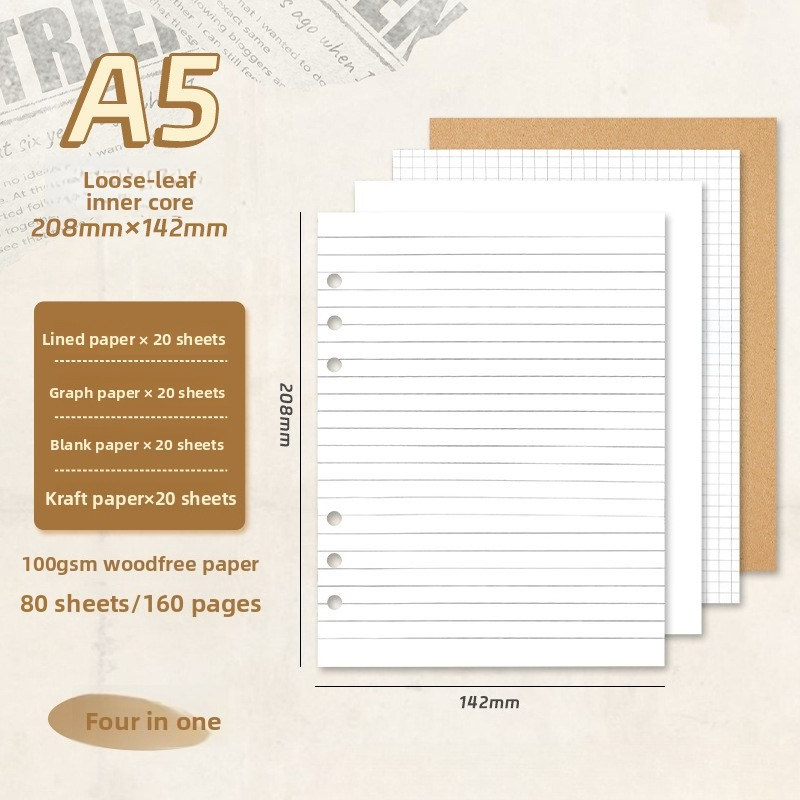 A5 Loose Leaf Notebook Refill  - đánh giá và giá A5 Spiral Dotted Grid Notebook